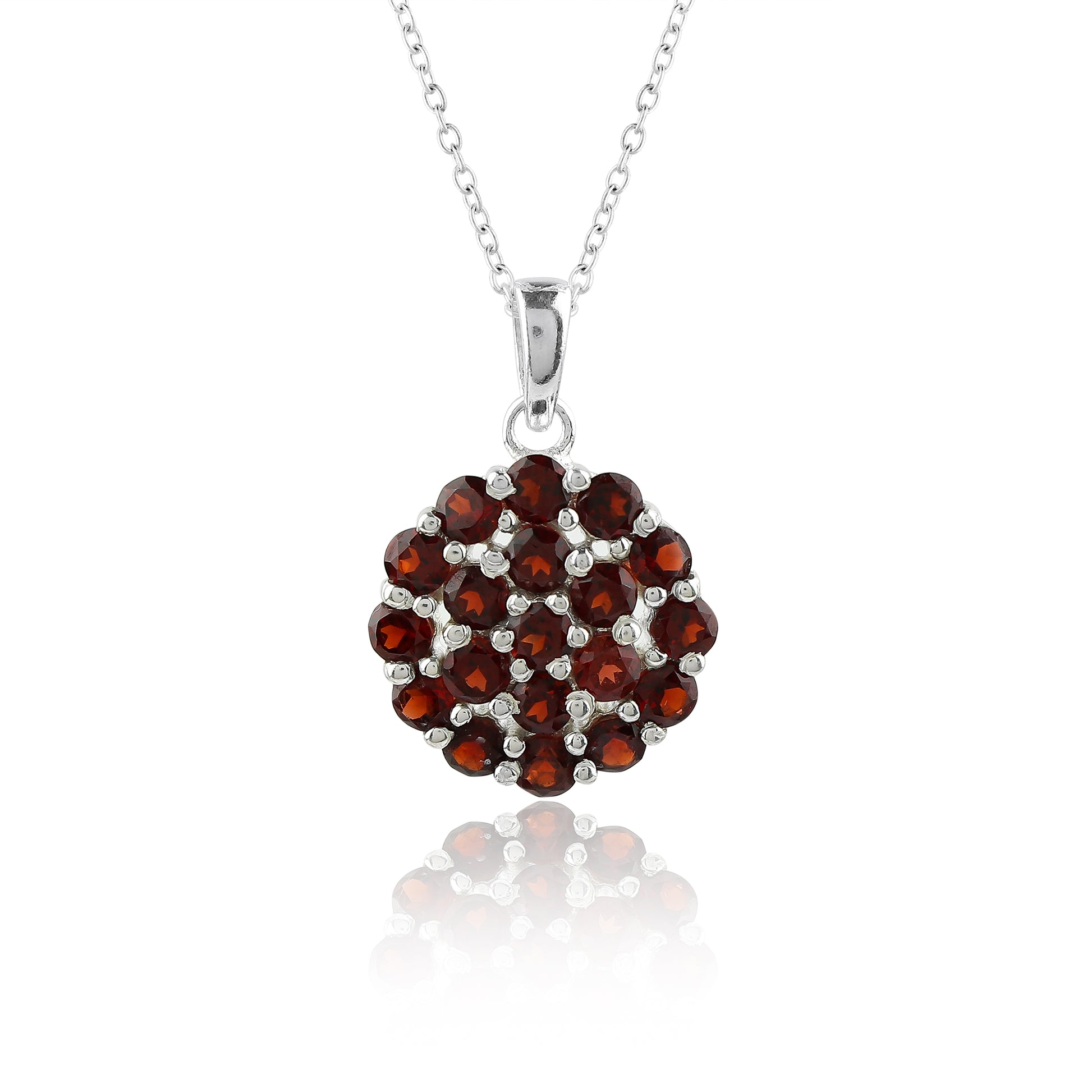 Romantic Red Garnet Pendant Necklace with Adjustable Chain