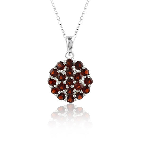 Romantic Red Garnet Pendant Necklace with Adjustable Chain
