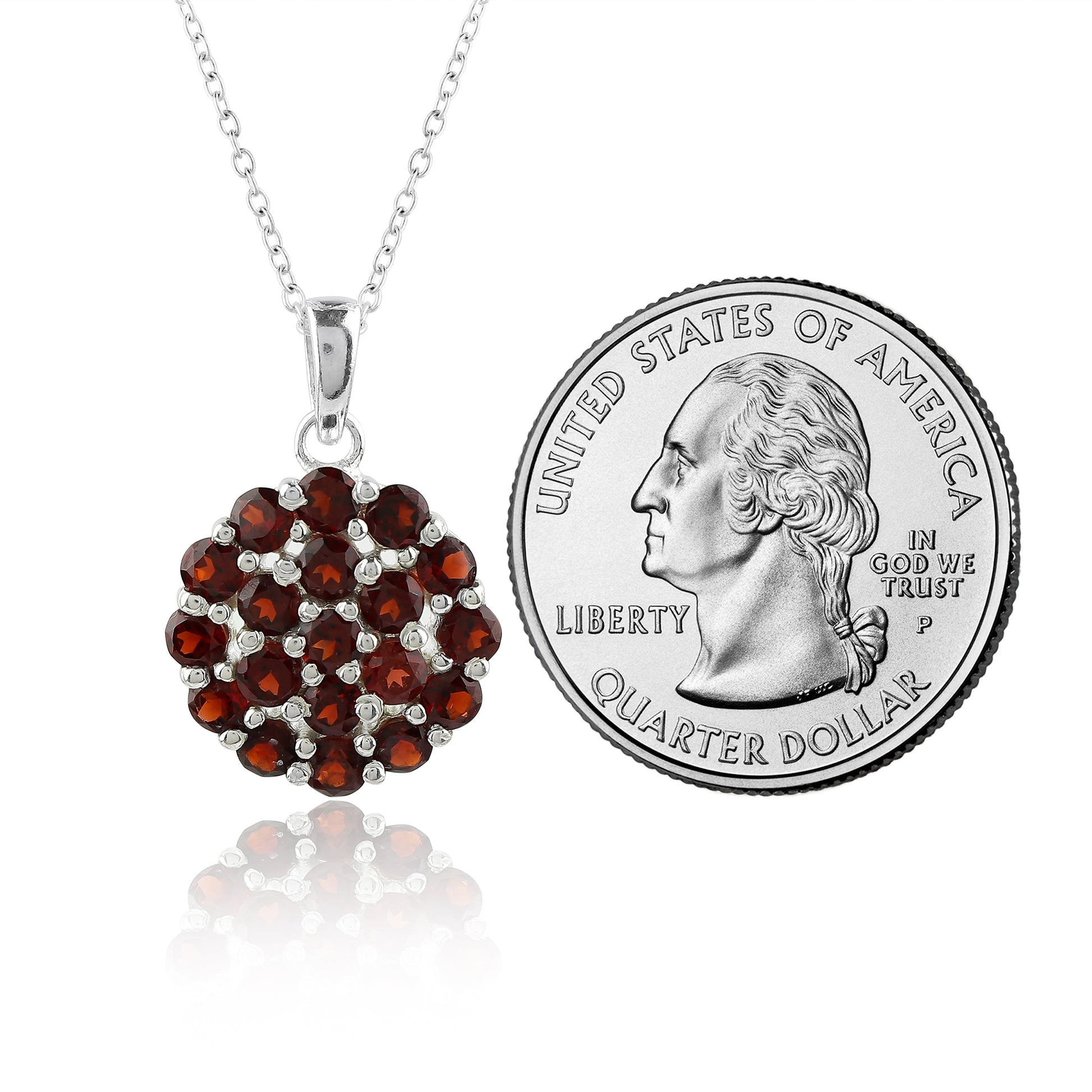 925 Sterling Silver Garnet Pendant Necklace for Women