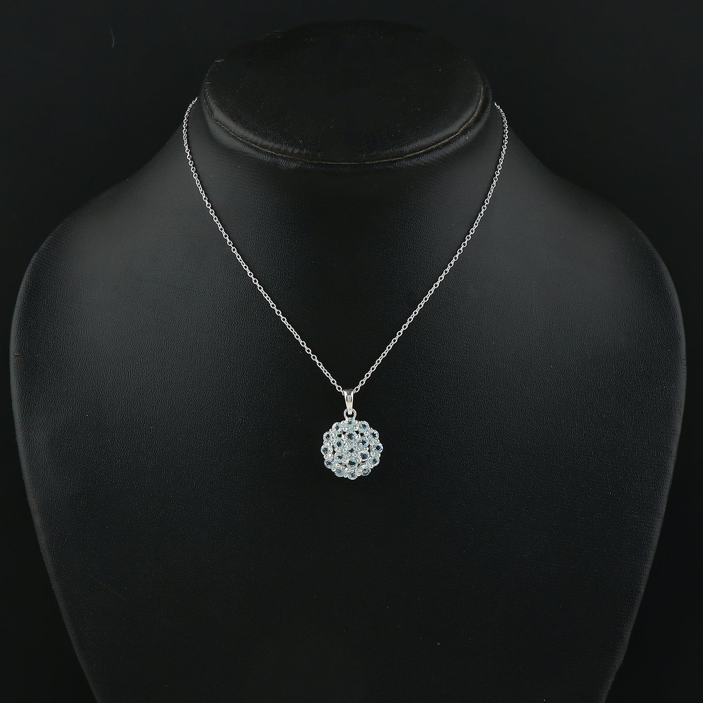 Real Sky Blue Topaz Crystal Pendant Necklace, Natural Gemstone, Birthstone Crystal, Healing Stone, Gift for Women Mom Her, Statement Jewellery, 925 Sterling Silver 18 inch