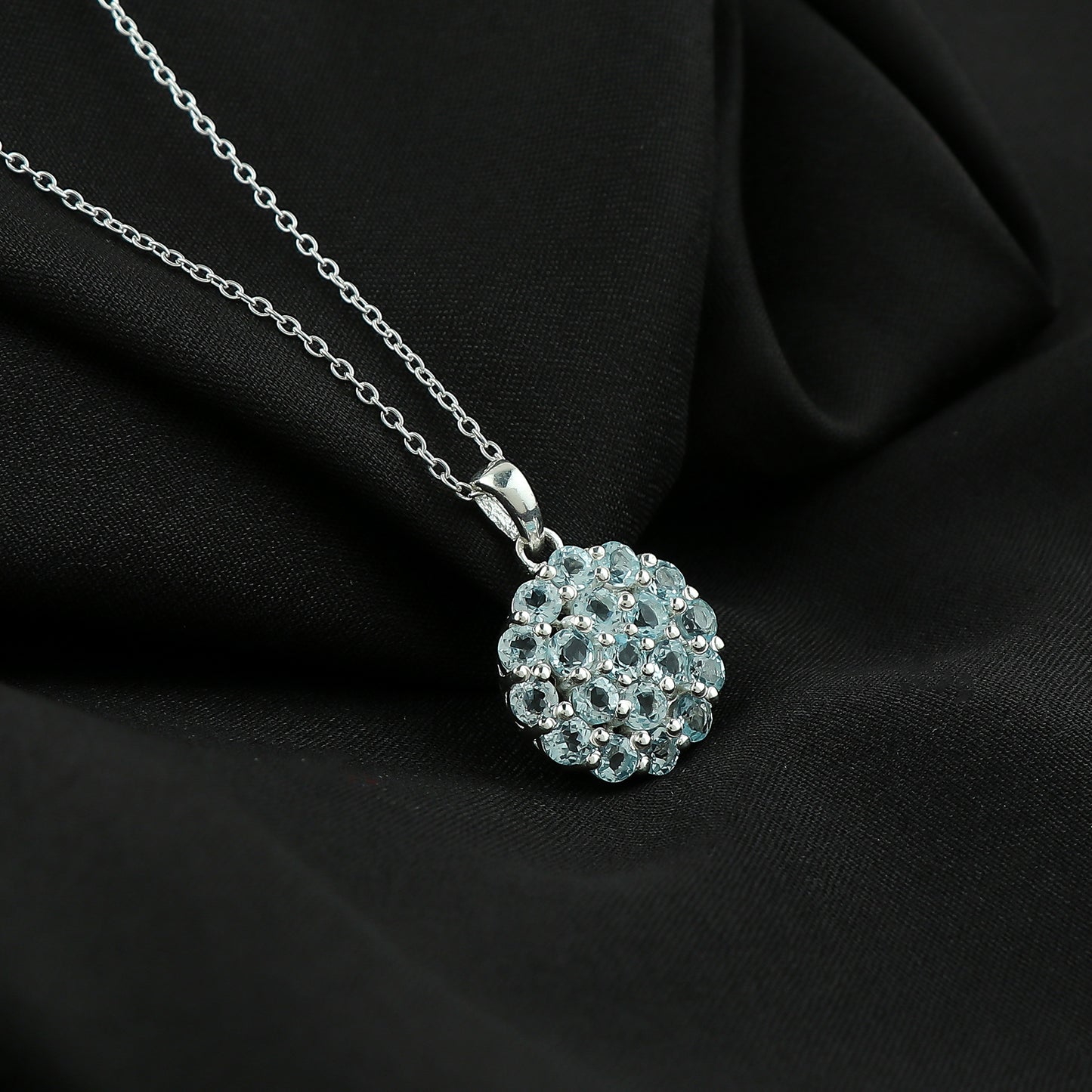 Real Sky Blue Topaz Crystal Pendant Necklace, Natural Gemstone, Birthstone Crystal, Healing Stone, Gift for Women Mom Her, Statement Jewellery, 925 Sterling Silver 18 inch