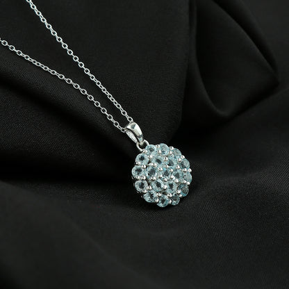 Real Sky Blue Topaz Crystal Pendant Necklace, Natural Gemstone, Birthstone Crystal, Healing Stone, Gift for Women Mom Her, Statement Jewellery, 925 Sterling Silver 18 inch