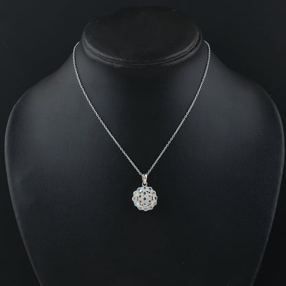 Real Rainbow Moonstone Crystal Pendant Necklace, Natural Gemstone, Birthstone Crystal, Healing Stone, Gift for Women Mom Her, Statement Jewellery, 925 Sterling Silver 18 inch