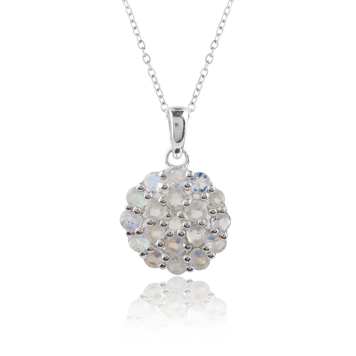 Real Rainbow Moonstone Crystal Pendant Necklace, Natural Gemstone, Birthstone Crystal, Healing Stone, Gift for Women Mom Her, Statement Jewellery, 925 Sterling Silver 18 inch