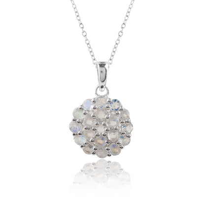 Real Rainbow Moonstone Crystal Pendant Necklace, Natural Gemstone, Birthstone Crystal, Healing Stone, Gift for Women Mom Her, Statement Jewellery, 925 Sterling Silver 18 inch