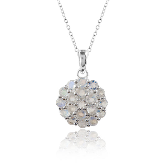 Real Rainbow Moonstone Crystal Pendant Necklace, Natural Gemstone, Birthstone Crystal, Healing Stone, Gift for Women Mom Her, Statement Jewellery, 925 Sterling Silver 18 inch