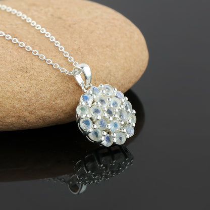 Real Rainbow Moonstone Crystal Pendant Necklace, Natural Gemstone, Birthstone Crystal, Healing Stone, Gift for Women Mom Her, Statement Jewellery, 925 Sterling Silver 18 inch