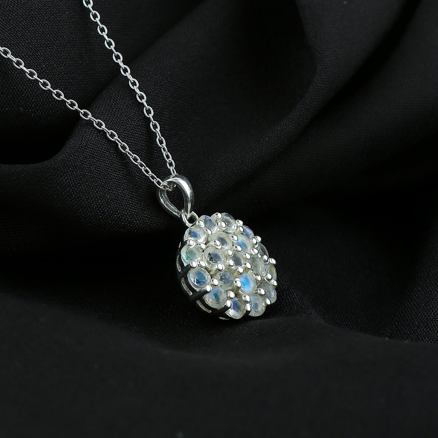 Real Rainbow Moonstone Crystal Pendant Necklace, Natural Gemstone, Birthstone Crystal, Healing Stone, Gift for Women Mom Her, Statement Jewellery, 925 Sterling Silver 18 inch