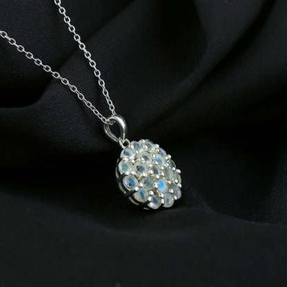 Real Rainbow Moonstone Crystal Pendant Necklace, Natural Gemstone, Birthstone Crystal, Healing Stone, Gift for Women Mom Her, Statement Jewellery, 925 Sterling Silver 18 inch