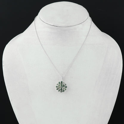 Real Moss Agate Crystal Pendant Necklace, Natural Gemstone, Birthstone Crystal, Healing Stone, Gift for Women Mom Her, Statement Jewellery, 925 Sterling Silver 18 inch