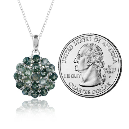 Real Moss Agate Crystal Pendant Necklace, Natural Gemstone, Birthstone Crystal, Healing Stone, Gift for Women Mom Her, Statement Jewellery, 925 Sterling Silver 18 inch