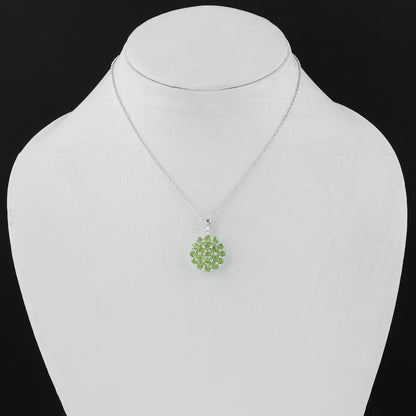 Real Peridot Crystal Pendant Necklace, Natural Gemstone, Birthstone Crystal, Healing Stone, Gift for Women Mom Her, Statement Jewellery, 925 Sterling Silver 18 inch