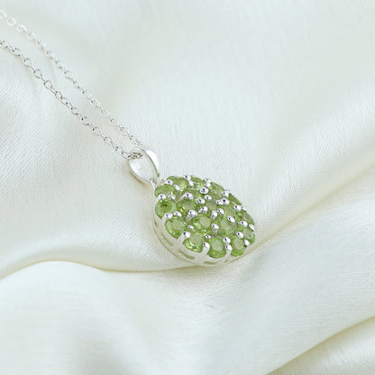Real Peridot Crystal Pendant Necklace, Natural Gemstone, Birthstone Crystal, Healing Stone, Gift for Women Mom Her, Statement Jewellery, 925 Sterling Silver 18 inch
