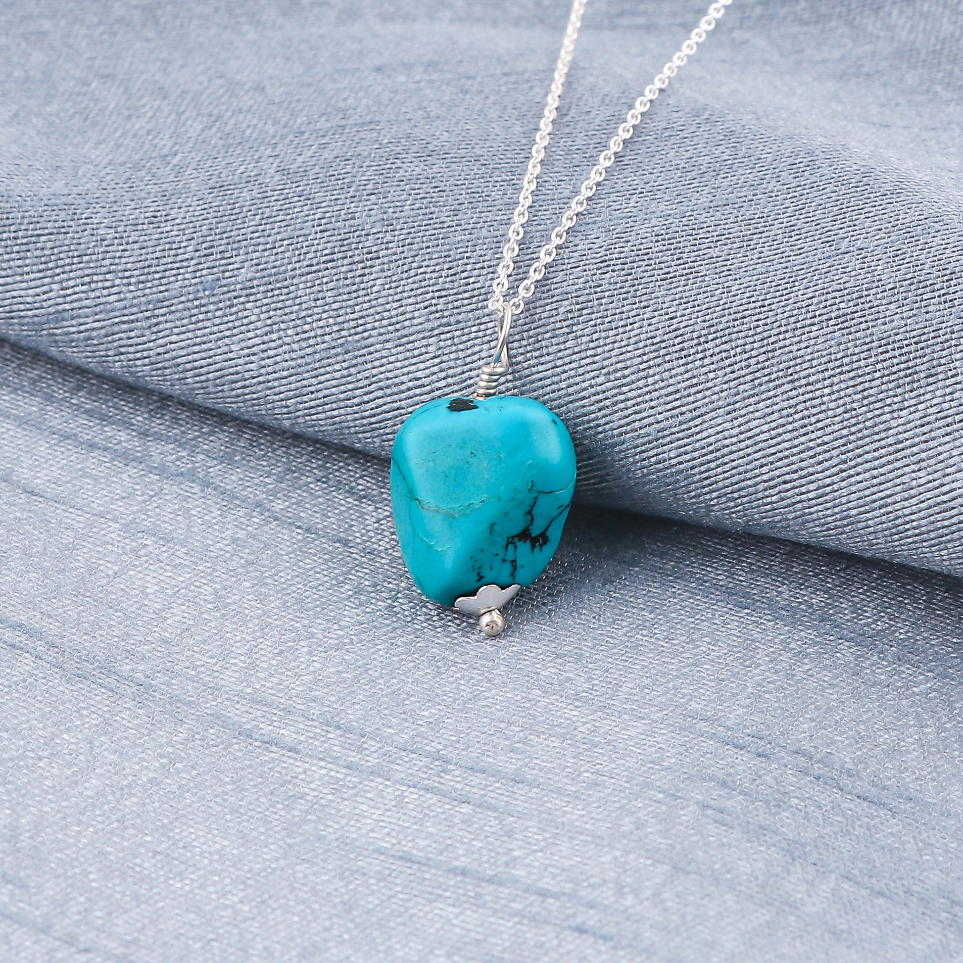 AA+ Natural Turquoise Raw Stone Necklace – Chakra Healing Jewelry