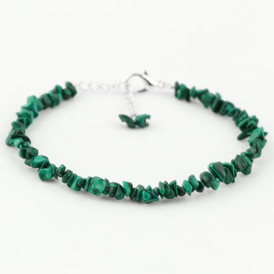 Natural Malachite Chip Beads Bracelet – Silver Plated | Jade Bracelet Style