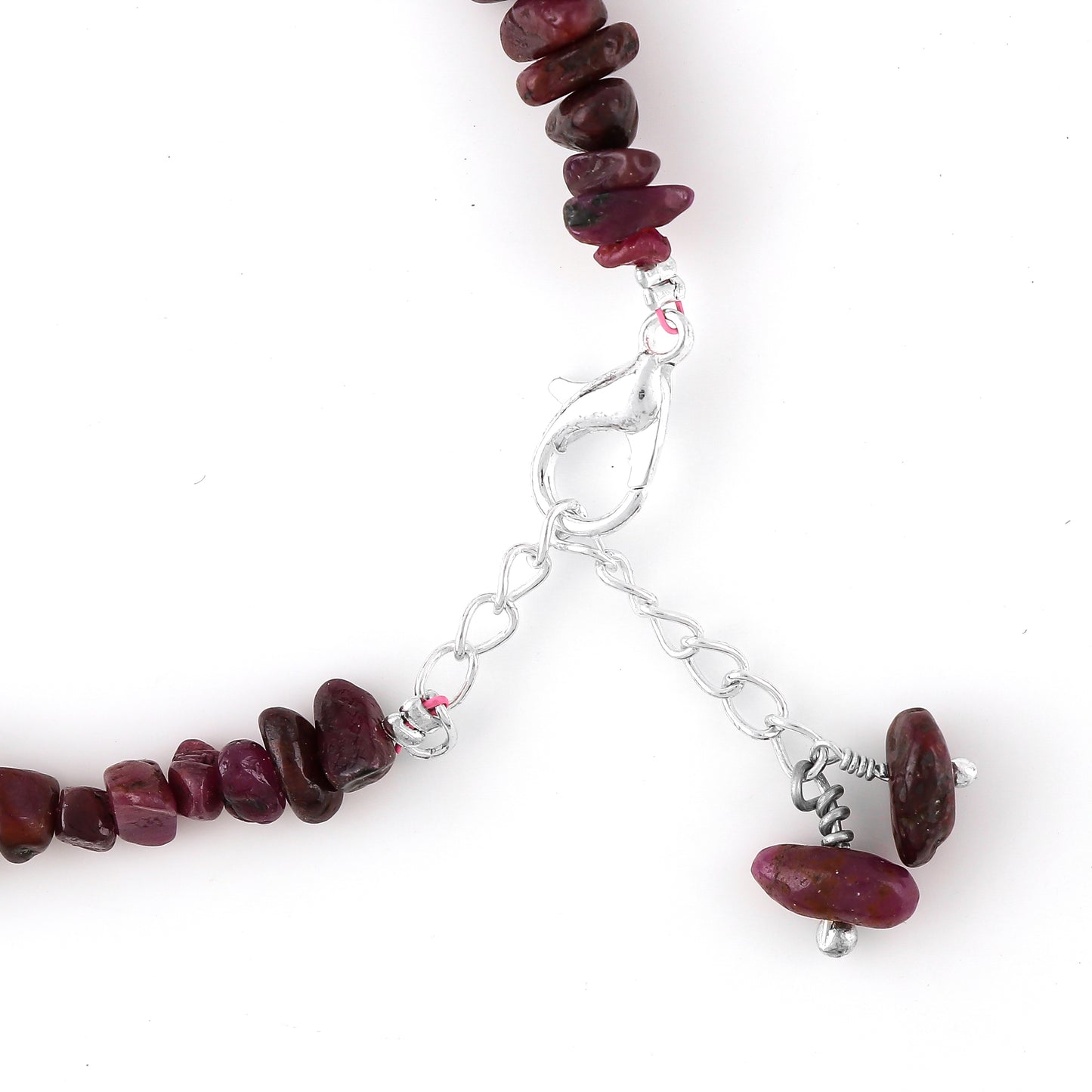 Natural Ruby Crystal Bracelet Women Jewellery, Chips Nuggets Beaded Bracelets, Gift Bracelet, Special Event Jewellery, Silver 8 inch Bracelets