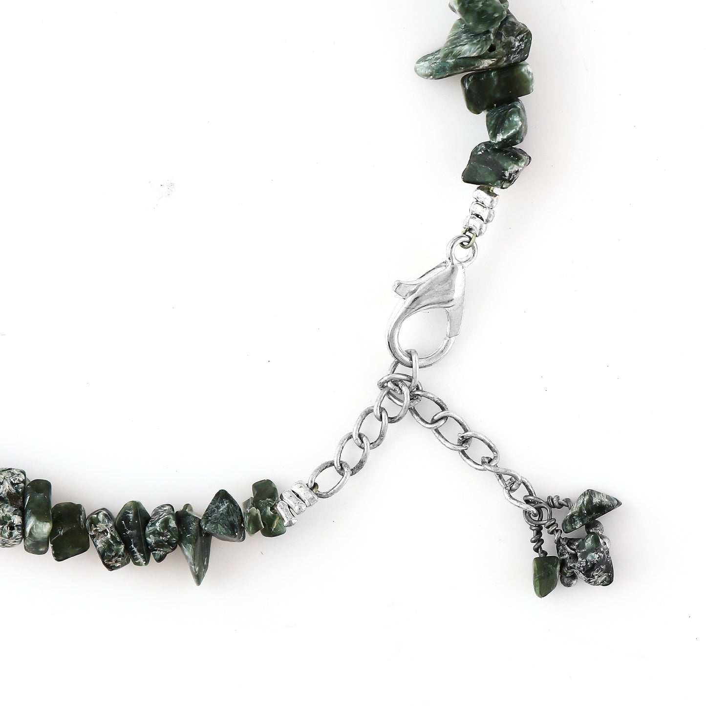 Natural Seraphinite Crystal Bracelet Women Jewellery, Chips Nuggets Beaded Bracelets, Gift Bracelet, Special Event Jewellery, Silver 8 inch Bracelets