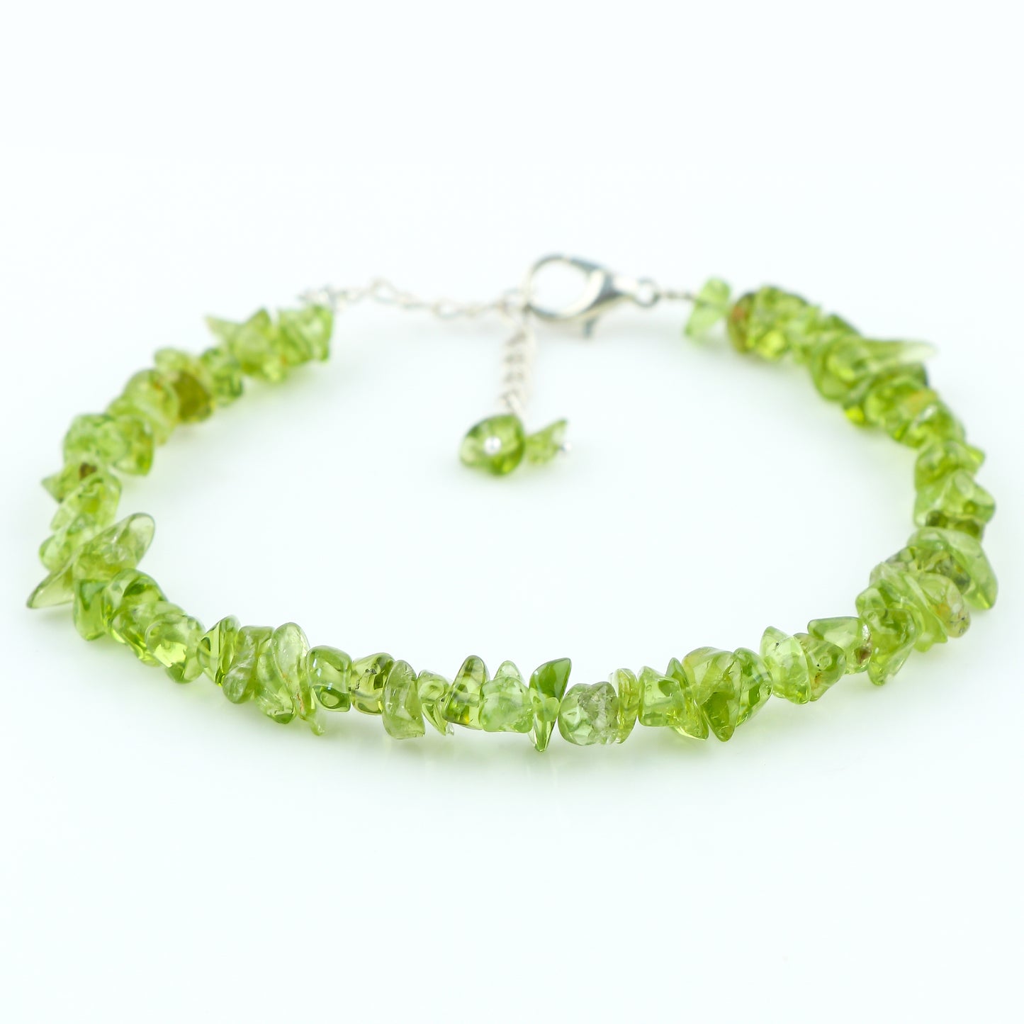Natural Peridot Crystal Bracelet Women Jewellery, Chips Nuggets Beaded Bracelets, Gift Bracelet, Special Event Jewellery, Silver 8 inch Bracelets