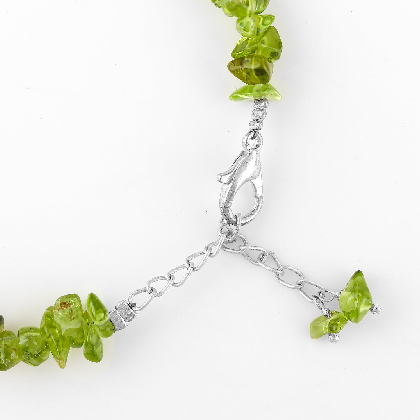 Natural Peridot Crystal Bracelet Women Jewellery, Chips Nuggets Beaded Bracelets, Gift Bracelet, Special Event Jewellery, Silver 8 inch Bracelets