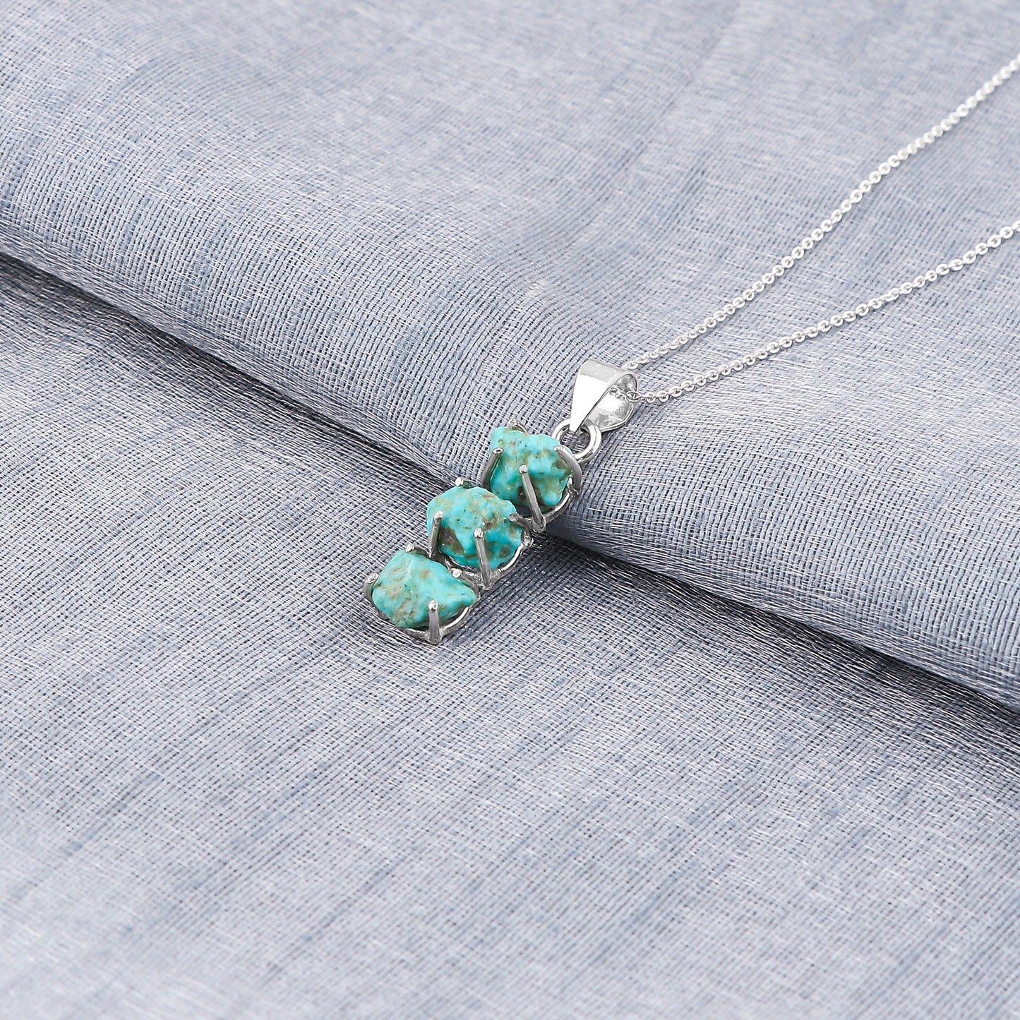 Unique Rough and Irregular shaped Turquoise Pendant Necklace for healing energies. 