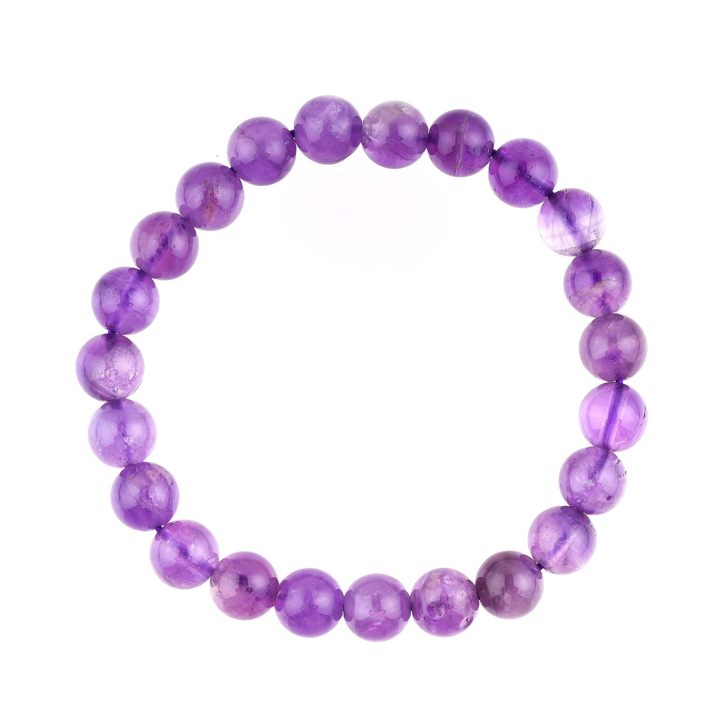 Amethyst Purple beaded bracelet on a white background