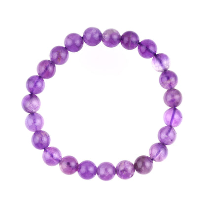 Amethyst Purple beaded bracelet on a white background