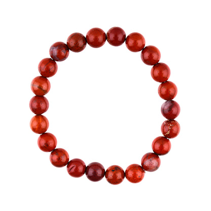 Red Jasper Beaded Bracelet – Natural Gemstone Stretch Bracelet for Men & Women