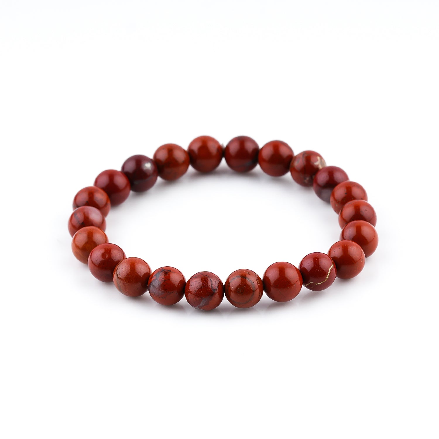Red Jasper Beaded Bracelet on a white background
