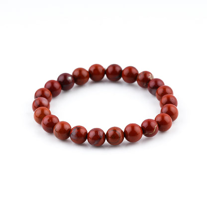 Red Jasper Beaded Bracelet on a white background