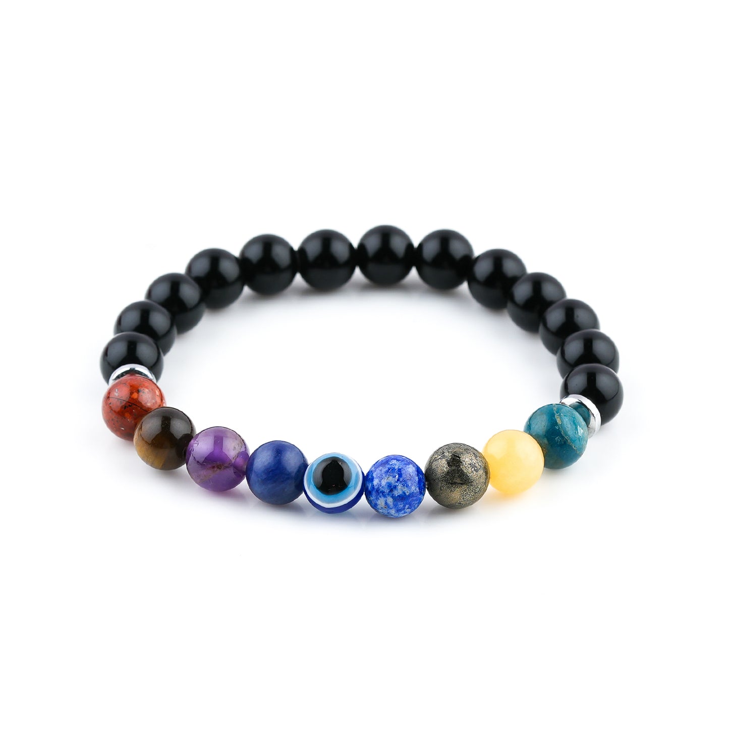 Seven Chakra Power Beaded Crystals Bracelet, Chakra Energy Healing Gemstone, Stretchable Elastic Men & Women Bracelet