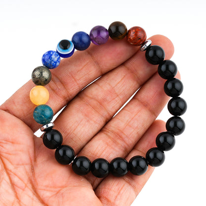 Seven Chakra Power Beaded Crystals Bracelet, Chakra Energy Healing Gemstone, Stretchable Elastic Men & Women Bracelet