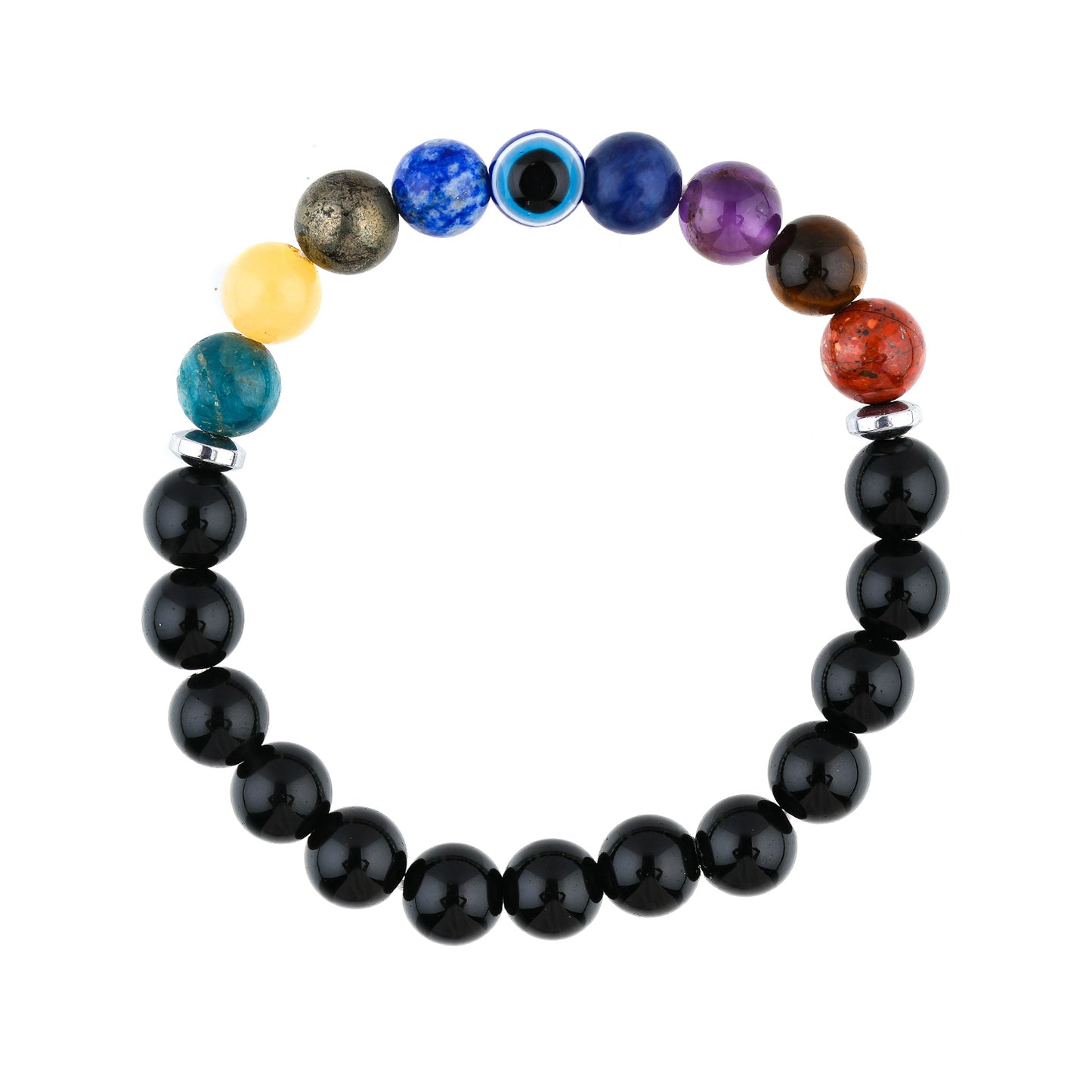 Seven Chakra Power Beaded Crystals Bracelet, Chakra Energy Healing Gemstone, Stretchable Elastic Men & Women Bracelet