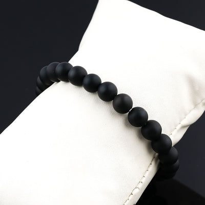 Minimal Matte Black Onyx Bracelet – Natural Gemstone Beaded Stretch Bracelet for Everyday Wear