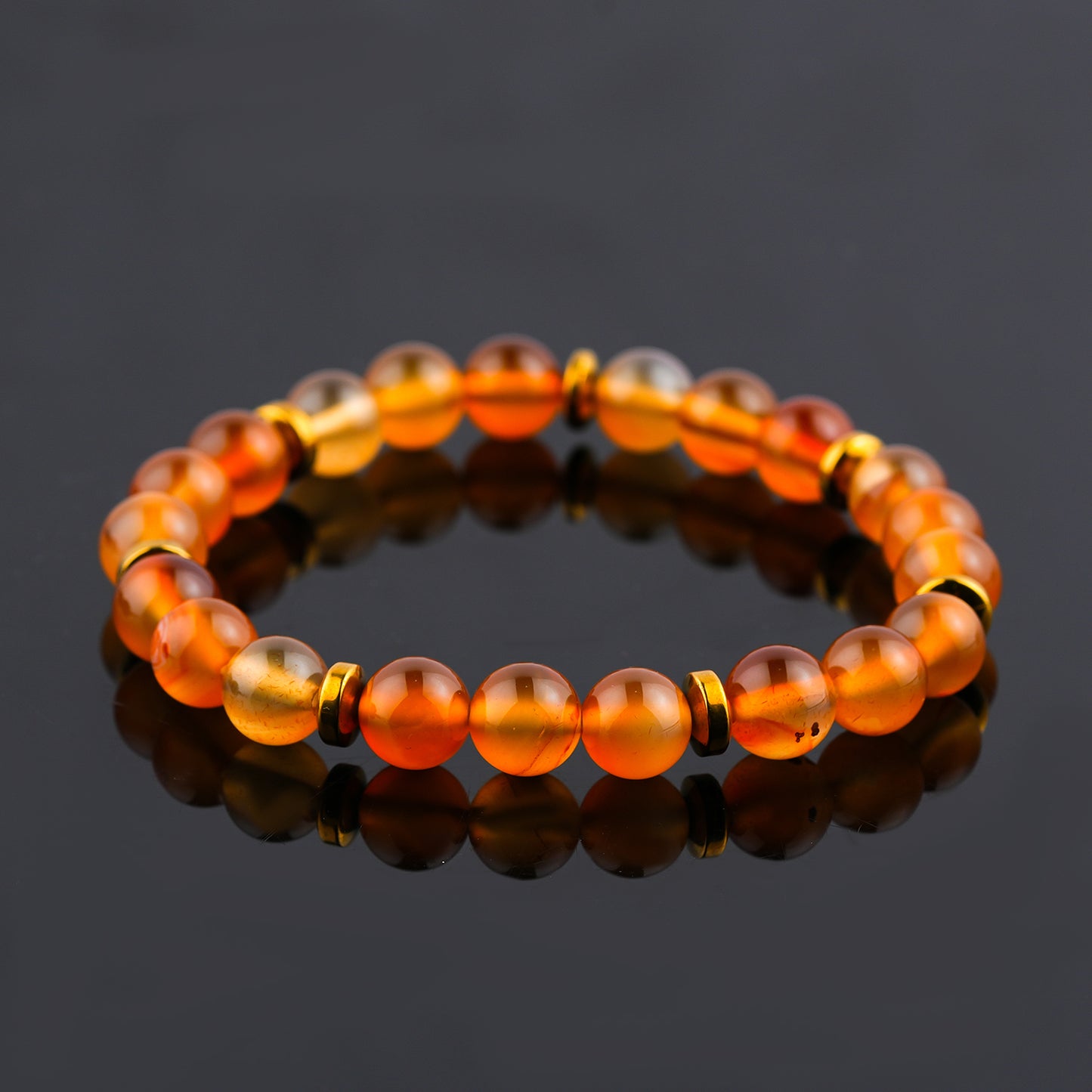 Carnelian Power Beaded Crystals Bracelet, Protection, Money Wealth Success Bracelet, Chakra Energy Healing Gemstone, Yoga Crystal, Stretchable Elastic Men & Women Bracelet