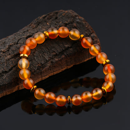 Carnelian Power Beaded Crystals Bracelet, Protection, Money Wealth Success Bracelet, Chakra Energy Healing Gemstone, Yoga Crystal, Stretchable Elastic Men & Women Bracelet