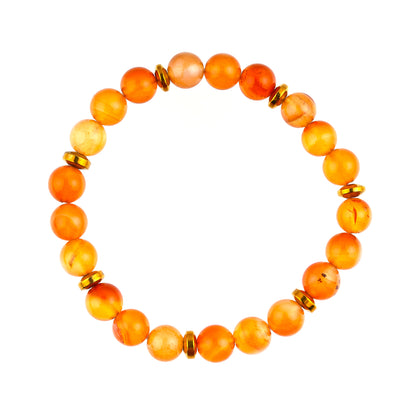 Carnelian Power Beaded Crystals Bracelet, Protection, Money Wealth Success Bracelet, Chakra Energy Healing Gemstone, Yoga Crystal, Stretchable Elastic Men & Women Bracelet