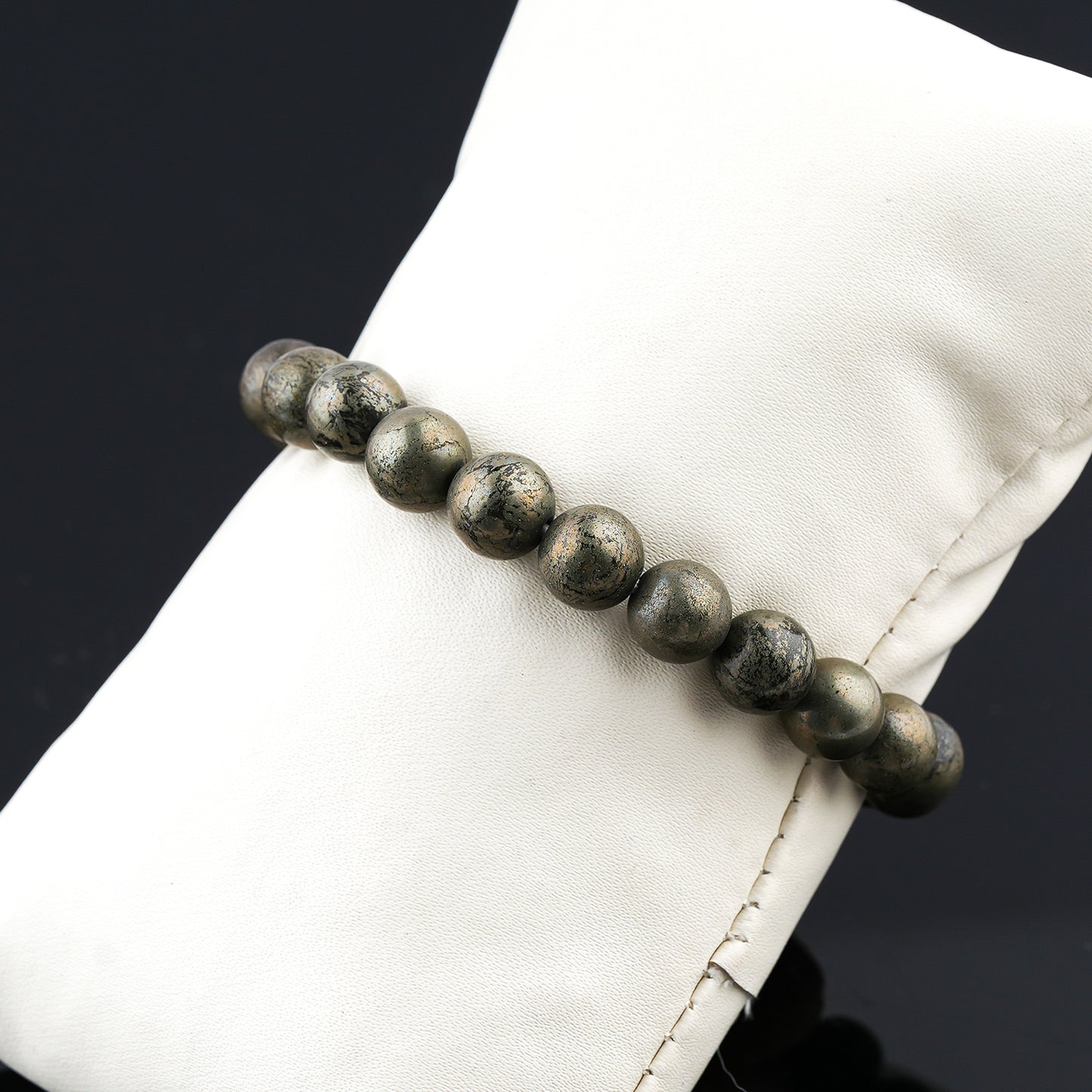 Pyrite Beaded Bracelet – Natural Gemstone Elastic Stretch Bracelet for Men & Women | Minimal Beaded Bracelet