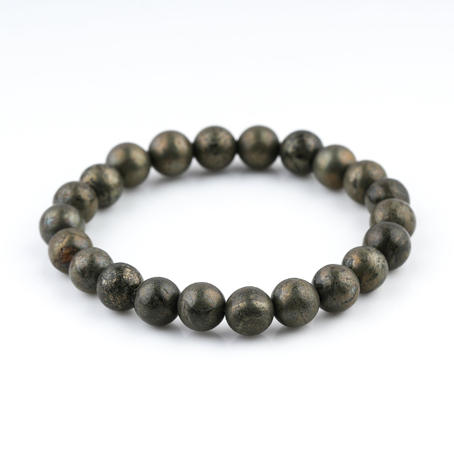Pyrite Beaded Bracelet – Natural Gemstone Elastic Stretch Bracelet for Men & Women | Minimal Beaded Bracelet