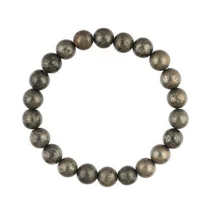 Pyrite Beaded Bracelet – Natural Gemstone Elastic Stretch Bracelet for Men & Women | Minimal Beaded Bracelet