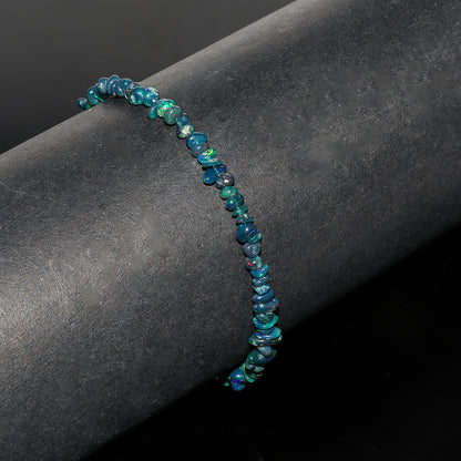 Natural Black Opal Chips Nuggets Crystal Bracelet Women Jewelry, Raw Chips Nuggets Beaded Bracelets, 8 inch