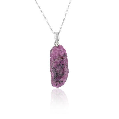 Natural Ruby Raw Crystal Pendant Necklace with Gold Plated Brass Chain