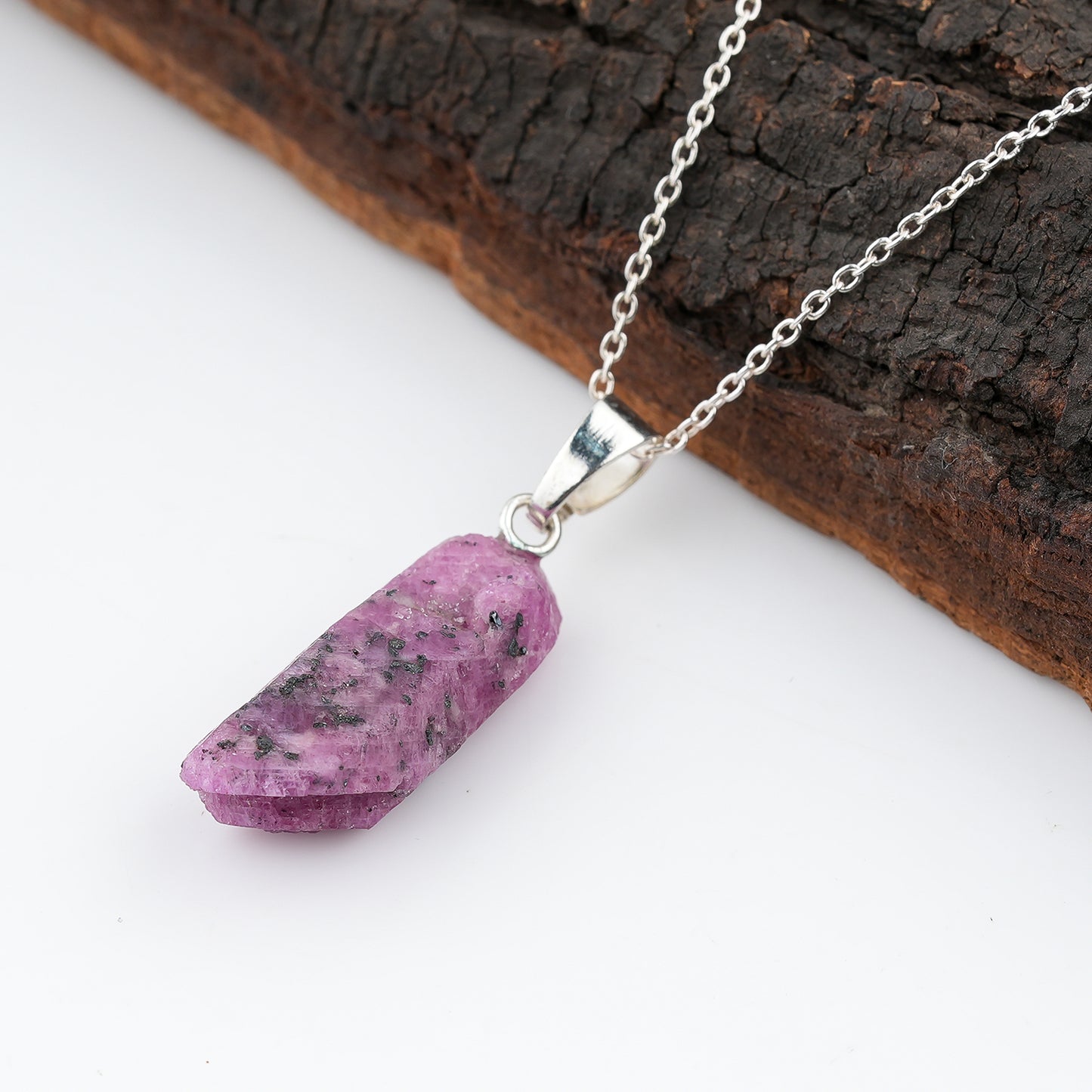 Premium Quality AA+ Ruby Raw Crystal Pendant Necklace 