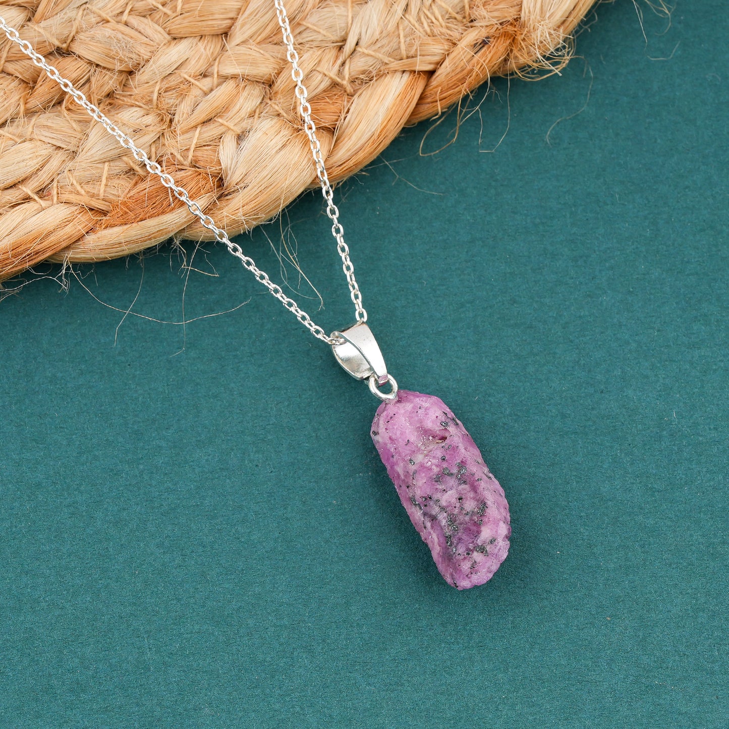AA+ Quality Ruby Raw Gemstone Pendant Necklace | Chakra Healing 