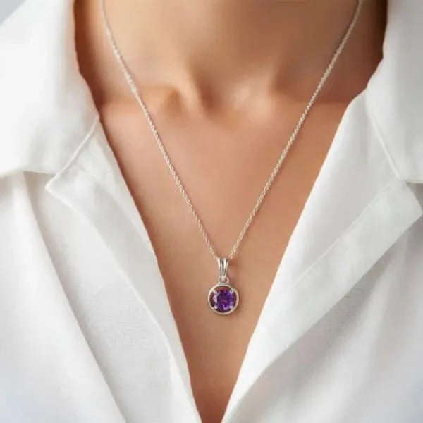 Sterling Silver Amethyst Necklace | Handcrafted Purple Gemstone Sterling Silver Amethyst Necklace | Handcrafted Purple Gemstone