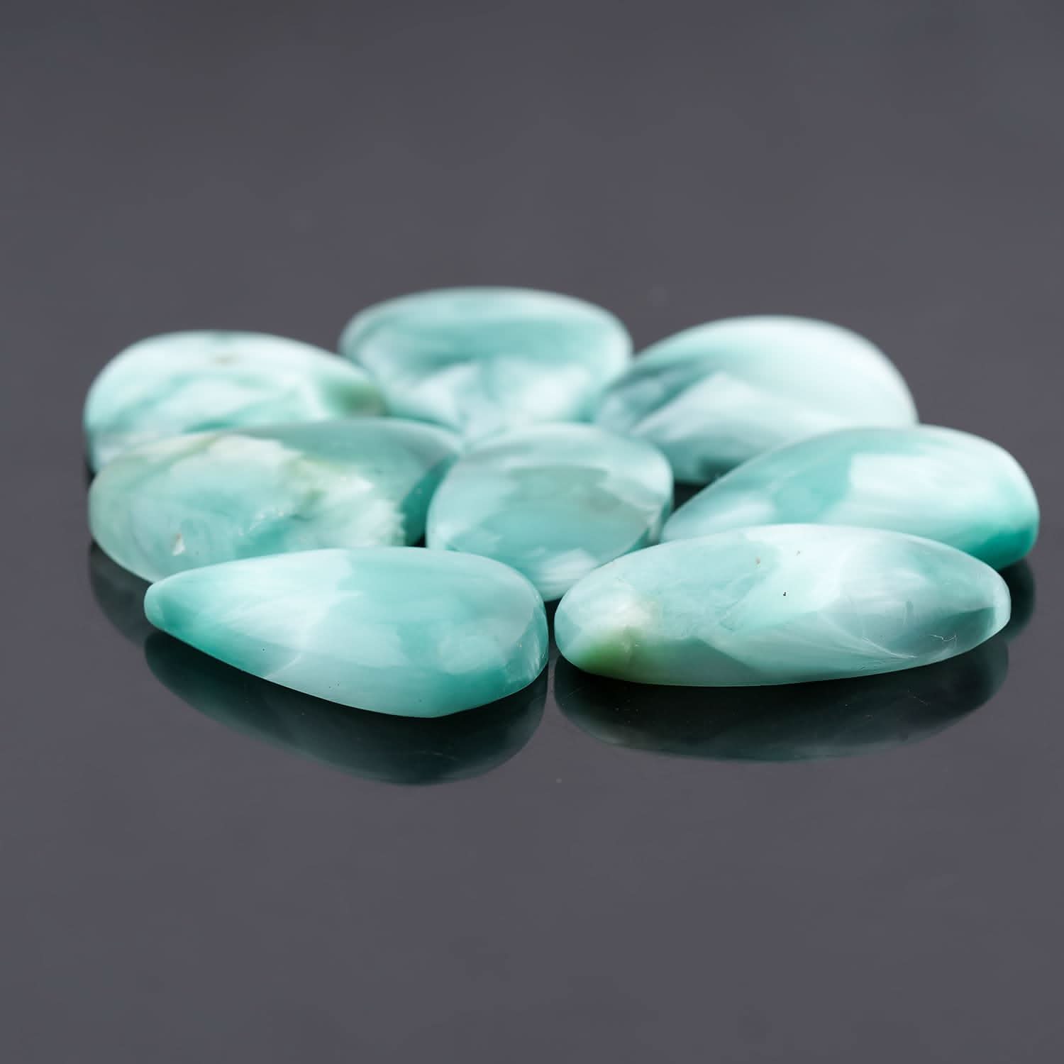 Blue hemimorphite loose cabochons mixed shapes polished gems