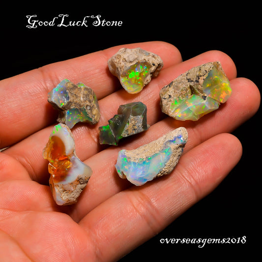 Natural Ethiopian Raw Opal, Rough Crystal, Healing Minerals, Welo Fire Play Opal, October Birthstone