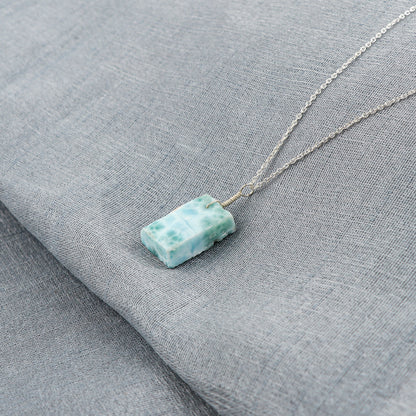 AA+ Dominican Larimar Rough Stone Pendant Jewelry – Chakra Healing Necklace