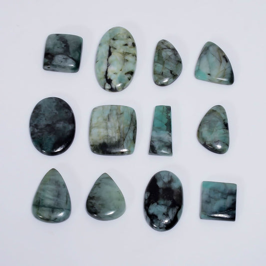 Green Emerald Cabochon Gemstones Mixed Shapes