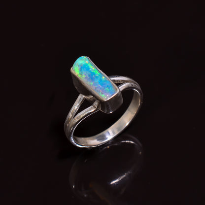 Featuring a 925 Silver Handcrafted Raw White Ethiopian Opal Ring 