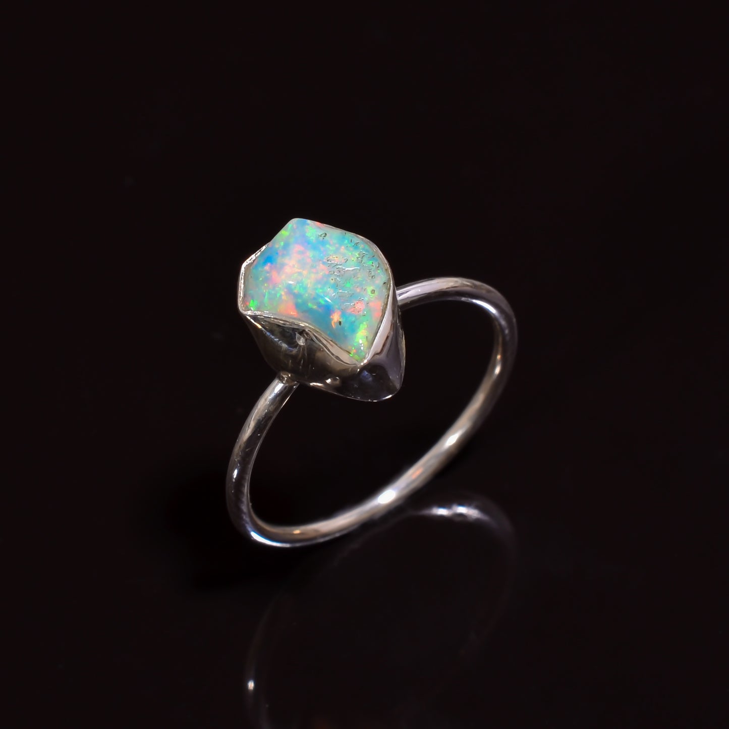 Women’s Amazing Jewelry edition with this 925 Sterling Silver White Raw Ethiopian Opal